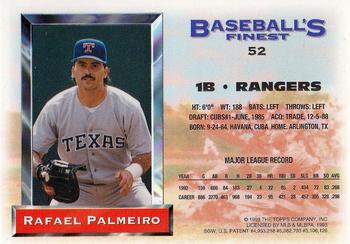 1993 Finest #52 Rafael Palmeiro Back