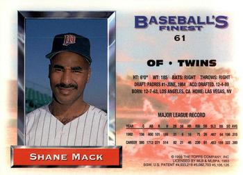 1993 Finest #61 Shane Mack Back