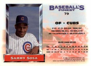 1993 Finest #79 Sammy Sosa Back