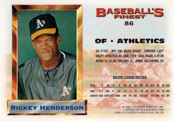 1993 Finest #86 Rickey Henderson Back