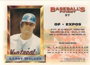 1993 Finest #97 Larry Walker Back