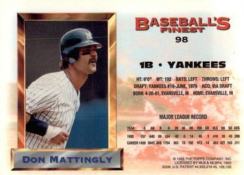 1993 Finest #98 Don Mattingly Back