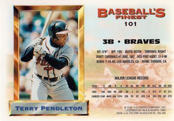 1993 Finest #101 Terry Pendleton Back