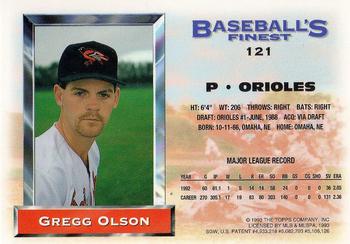 1993 Finest #121 Gregg Olson Back