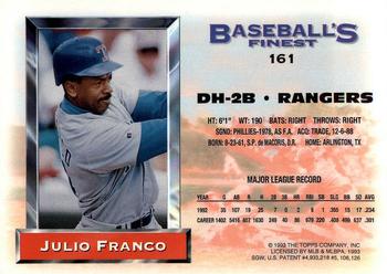 1993 Finest #161 Julio Franco Back