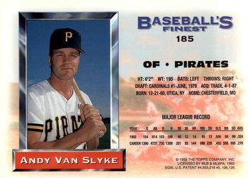 1993 Finest #185 Andy Van Slyke Back