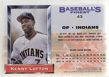 1993 Finest #43 Kenny Lofton Back