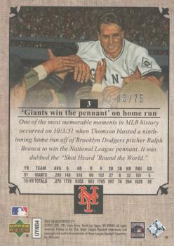 2007 Upper Deck Masterpieces - Pinot Red #3 Bobby Thomson Back