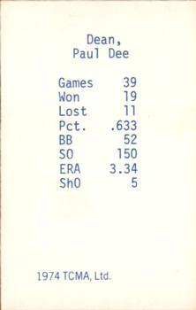 1974 TCMA 1934 St. Louis Cardinals Blue Tint #NNO Daffy Dean Back