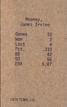 1974 TCMA 1934 St. Louis Cardinals Graybacks #NNO Jim Mooney Back