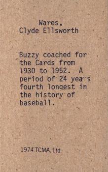 1974 TCMA 1934 St. Louis Cardinals Graybacks #NNO Buzzy Wares Back