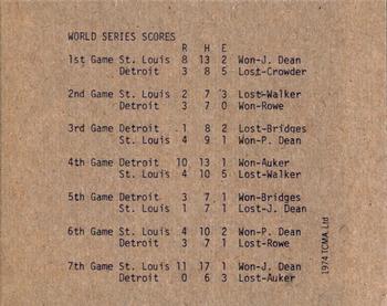 1974 TCMA 1934 St. Louis Cardinals Graybacks #NNO Durocher Scores Back