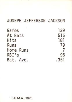 1975 TCMA 1919 Chicago White Sox Glossy #NNO Joe Jackson Back