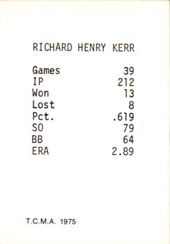 1975 TCMA 1919 Chicago White Sox Glossy #NNO Dickie Kerr Back