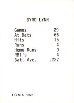 1975 TCMA 1919 Chicago White Sox Glossy #NNO Byrd Lynn Back