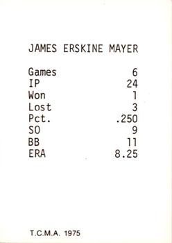 1975 TCMA 1919 Chicago White Sox Glossy #NNO Erskine Mayer Back