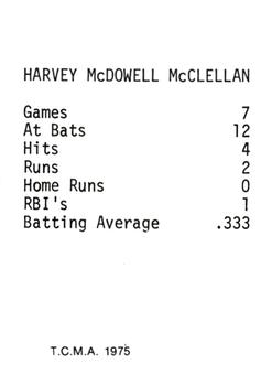 1975 TCMA 1919 Chicago White Sox Glossy #NNO Hervey McClellan Back