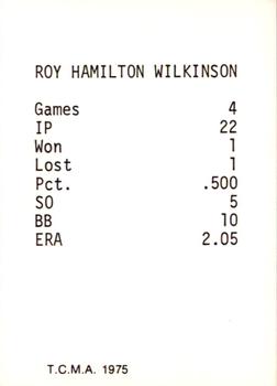 1975 TCMA 1919 Chicago White Sox Glossy #NNO Roy Wilkinson Back
