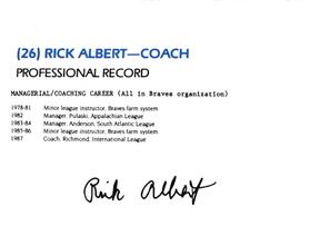 1987 Richmond Braves #NNO Rick Albert Back