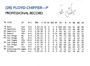 1987 Richmond Braves #NNO Floyd Chiffer Back