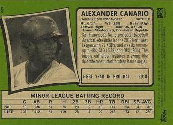 2020 Topps Heritage Minor League #5 Alexander Canario Back