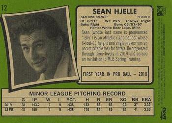 2020 Topps Heritage Minor League #12 Sean Hjelle Back