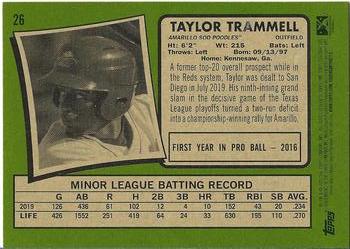 2020 Topps Heritage Minor League #26 Taylor Trammell Back