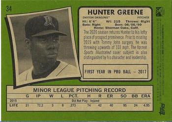 2020 Topps Heritage Minor League #34 Hunter Greene Back