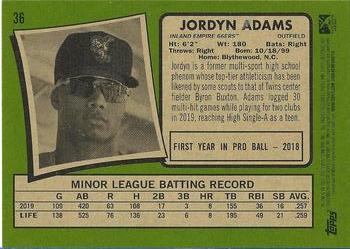 2020 Topps Heritage Minor League #36 Jordyn Adams Back