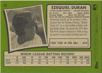 2020 Topps Heritage Minor League #41 Ezequiel Duran Back