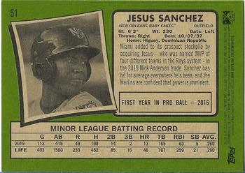 2020 Topps Heritage Minor League #51 Jesus Sanchez Back