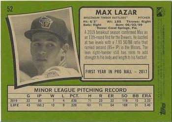 2020 Topps Heritage Minor League #52 Max Lazar Back