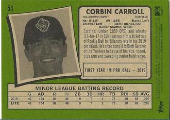 2020 Topps Heritage Minor League #54 Corbin Carroll Back