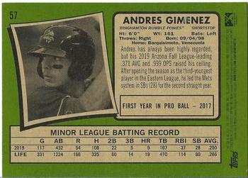 2020 Topps Heritage Minor League #57 Andres Gimenez Back
