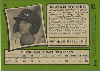 2020 Topps Heritage Minor League #64 Brayan Rocchio Back