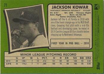 2020 Topps Heritage Minor League #71 Jackson Kowar Back