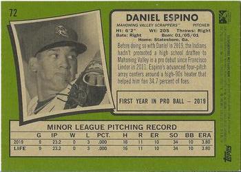 2020 Topps Heritage Minor League #72 Daniel Espino Back