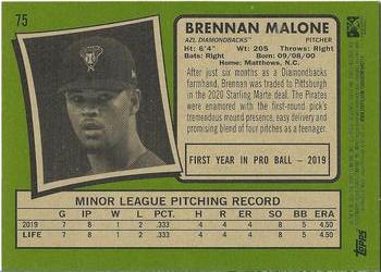 2020 Topps Heritage Minor League #75 Brennan Malone Back