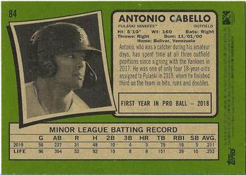 2020 Topps Heritage Minor League #84 Antonio Cabello Back