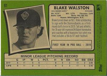 2020 Topps Heritage Minor League #91 Blake Walston Back