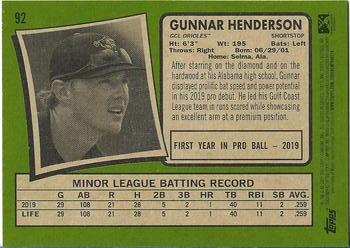 2020 Topps Heritage Minor League #92 Gunnar Henderson Back