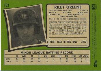 2020 Topps Heritage Minor League #103 Riley Greene Back