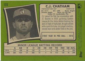 2020 Topps Heritage Minor League #155 C.J. Chatham Back