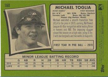 2020 Topps Heritage Minor League #160 Michael Toglia Back