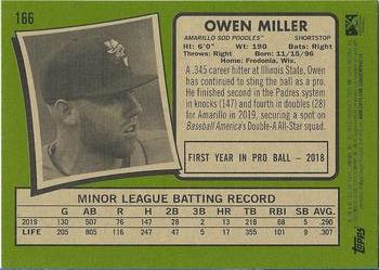 2020 Topps Heritage Minor League #166 Owen Miller Back