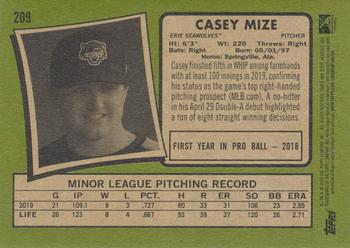 2020 Topps Heritage Minor League #209 Casey Mize Back
