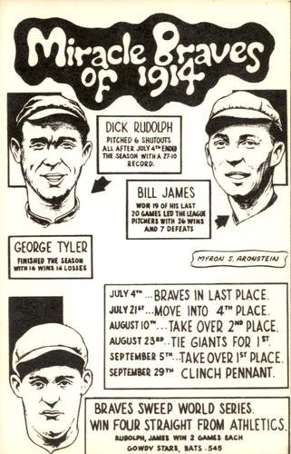 1970 SCFC Sports Stuff Postcards #2 Dick Rudolph / Bill James / George Tyler / Hank Gowdy Front