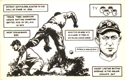 1970 SCFC Sports Stuff Postcards #10 Ty Cobb Front