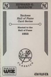 1992 The Wiz New York Yankees Hall of Famers #NNO Ed Barrow Back