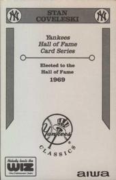 1992 The Wiz New York Yankees Hall of Famers #NNO Stan Coveleski Back